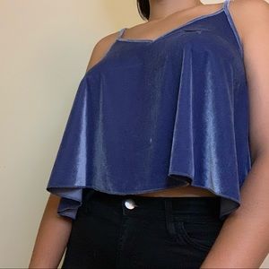 Pink velvet flowy crop top